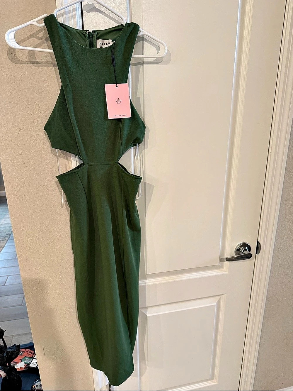 Hello Molly Smooth Lines Midi Dress Olive XS NWT